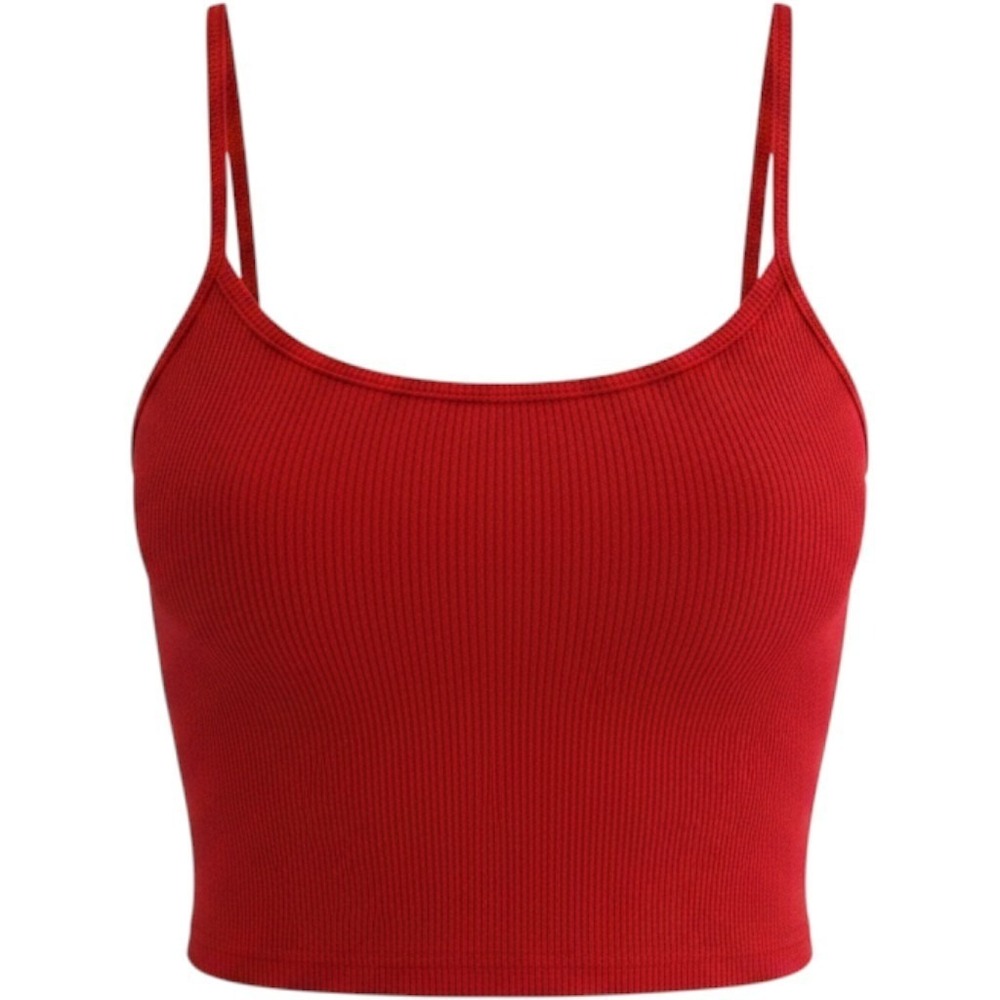 Brandy Melville Red Ribbed Cami Tank Top Spaghetti Strap Cropped One Size Italy